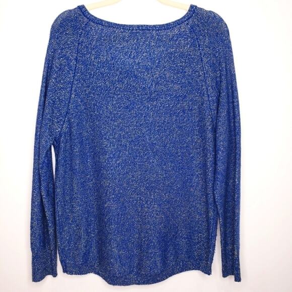 Bisou Bisou Michele Bonbot Zippered Hi Low Blue and Gold Sweater Medium - Picture 4 of 8